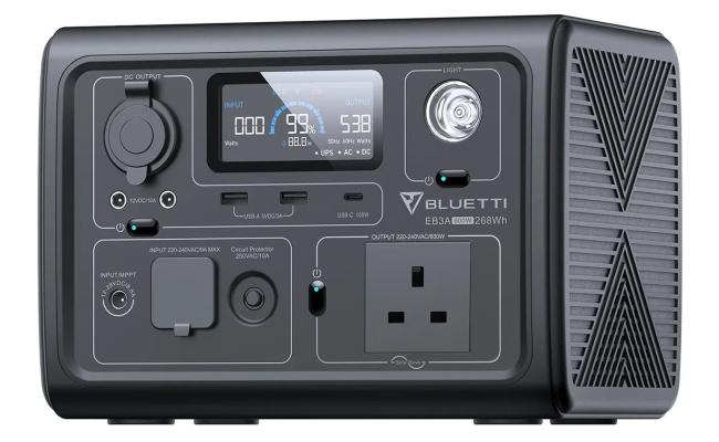 BLUETTI EB3A Portable Power Station, 268Wh Solar Generator LiFePO4 Battery Backup w/ 2 600W (1200W Surge) AC Outlets, Recharge from 0-80% in 30 Min., Mobile Wireless Charger, LFP Backup for Outdoor Camping, Trip, Power Outage - Gray